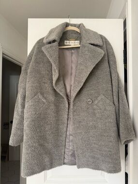 Trina Turk Gray Faux Fur Jacket